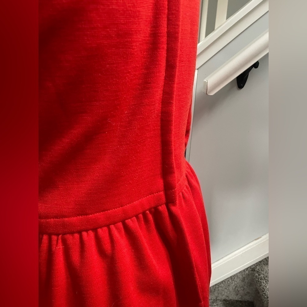 Vintage 70’s Vicki Vaughn Lipstick Red A Line Skater Style Dress Long Sleeve S   - Picture 6 of 8